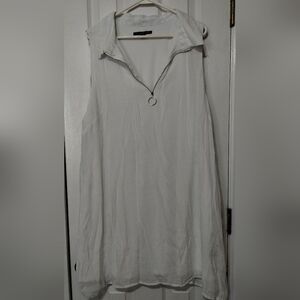 Zac & Rachel Size 3X White Sleeveless Zip-Up Dress